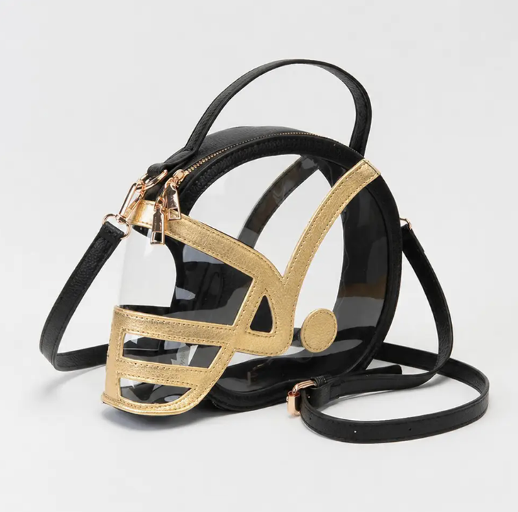Transparent Gameday Football Helmet Shaped Crossbody Handbag
