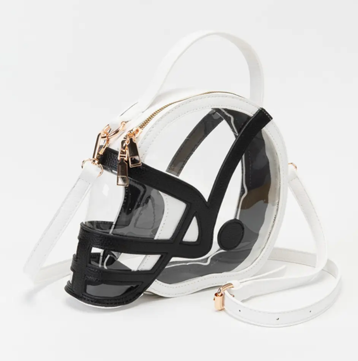 Transparent Gameday Football Helmet Shaped Crossbody Handbag
