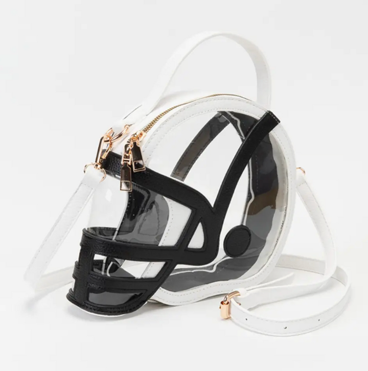 Transparent Gameday Football Helmet Shaped Crossbody Handbag