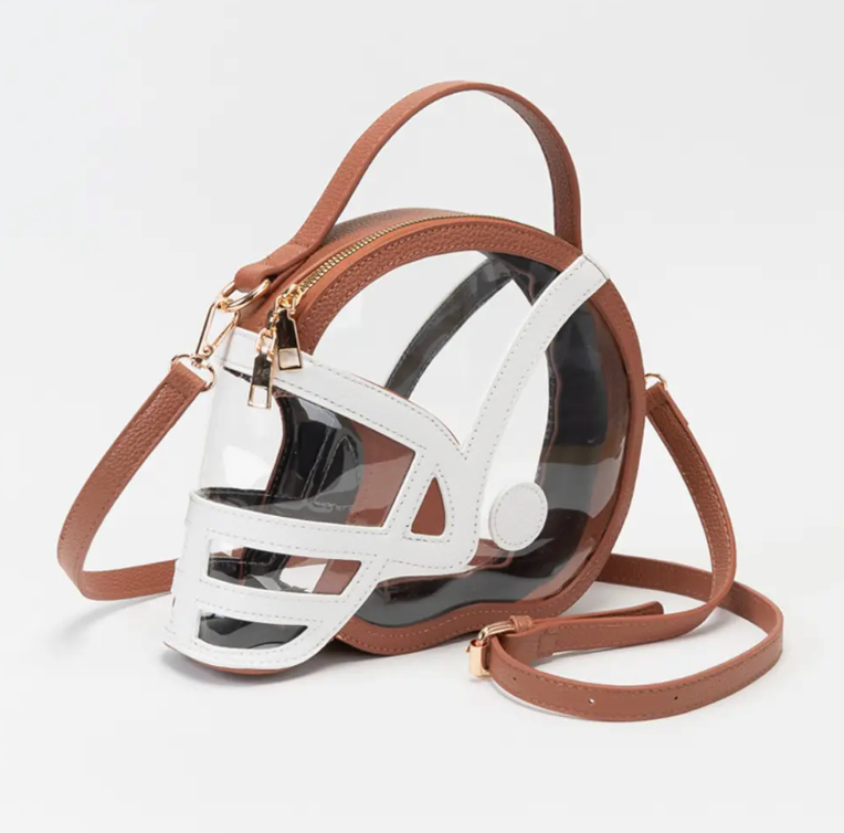 Transparent Gameday Football Helmet Shaped Crossbody Handbag – HALO by jojo