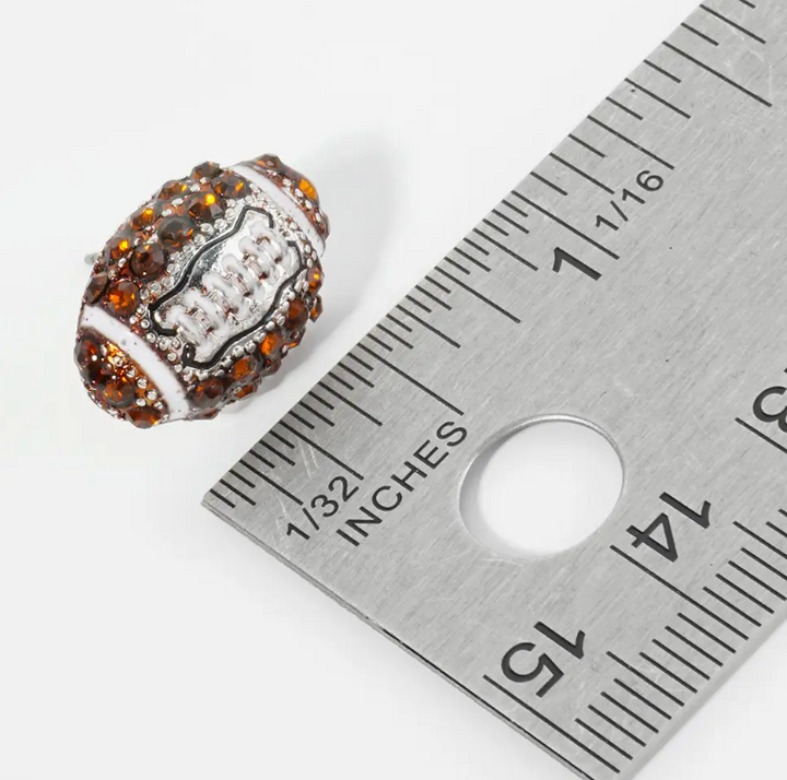 Rhinestone Embellished Football Stud Earrings