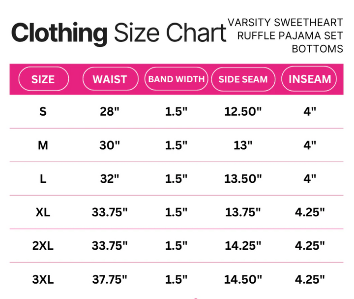 PREORDER- Varsity Sweetheart Ruffle Pajama Set