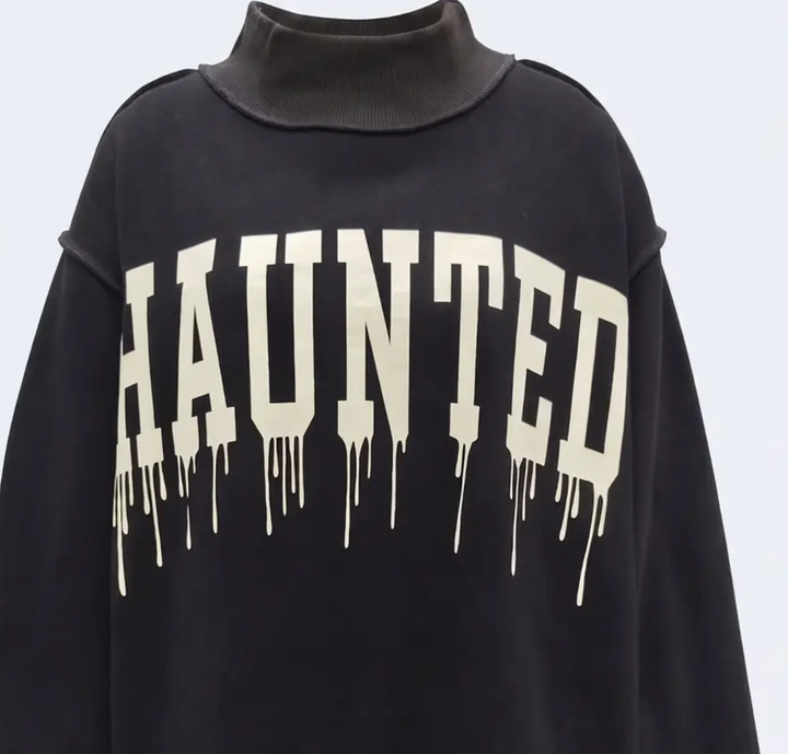 Haunted Spooky Reversible Mock Sweatshirt