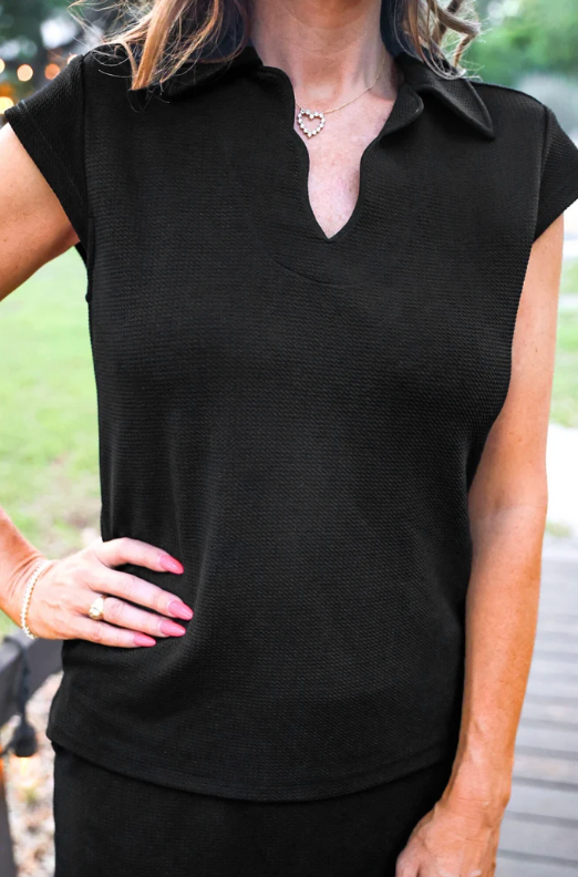 Make It Count Cap Sleeve Set Black