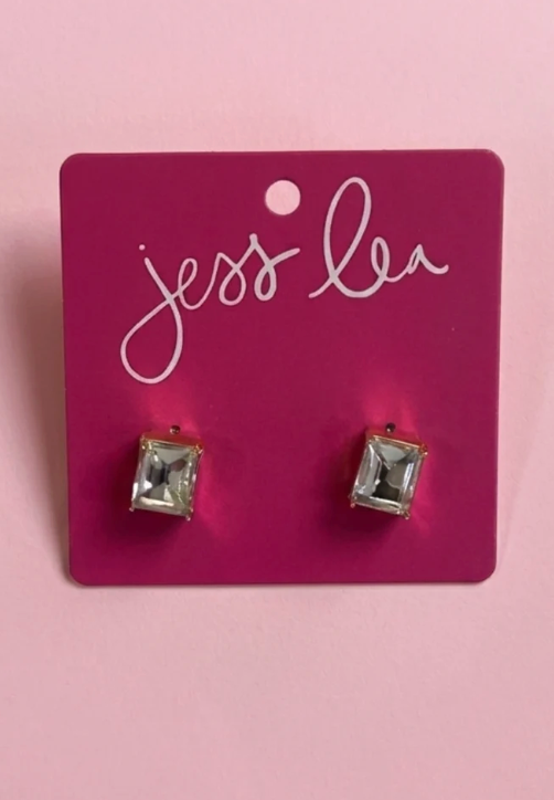 Classic Clear Emerald Cut Stud Earrings