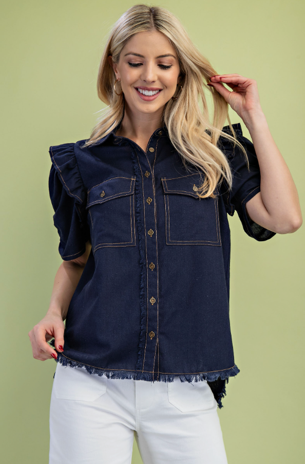 Darcy Ruffle Denim Top