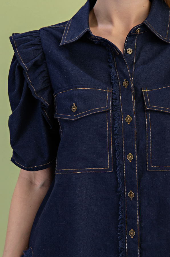 Darcy Ruffle Denim Top