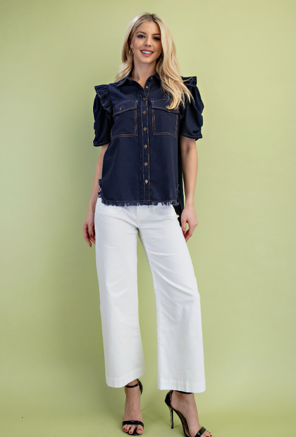 Darcy Ruffle Denim Top