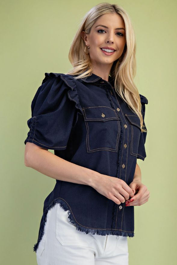 Darcy Ruffle Denim Top