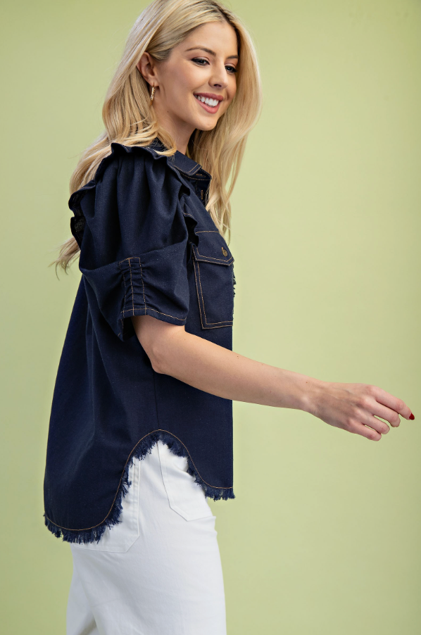 Darcy Ruffle Denim Top