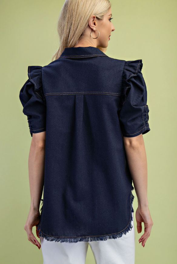 Darcy Ruffle Denim Top