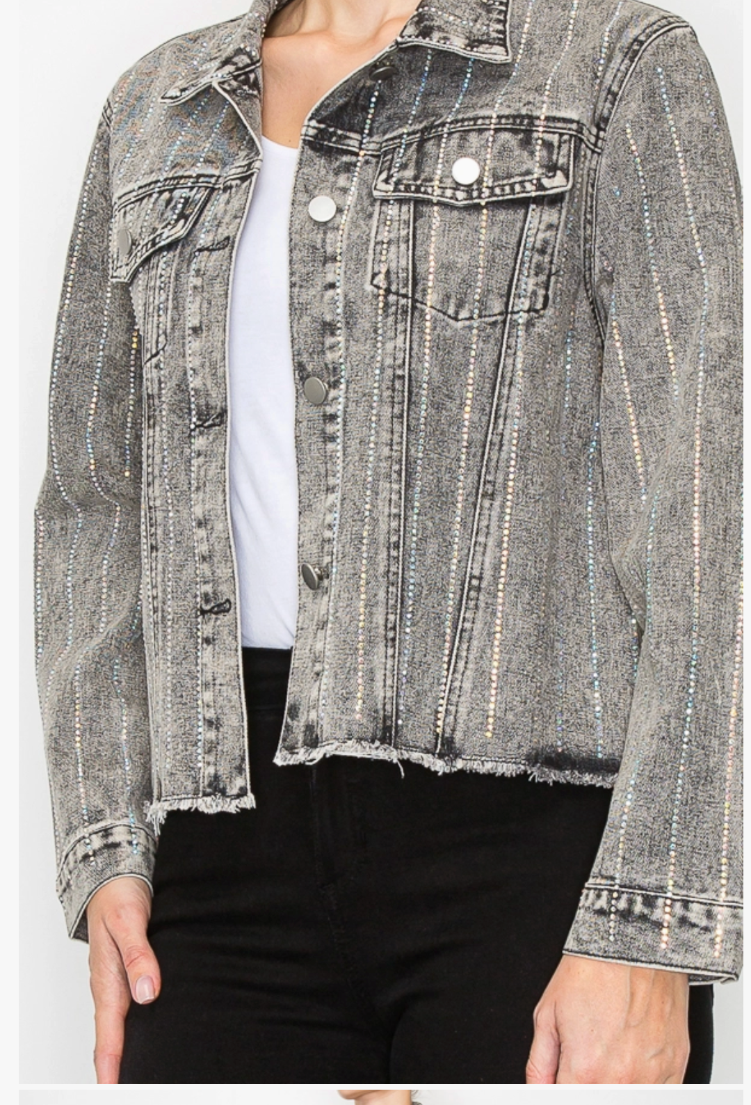 Stunning Denim Jacket with Stripe Sparkle Designs-Plus too & many colors!