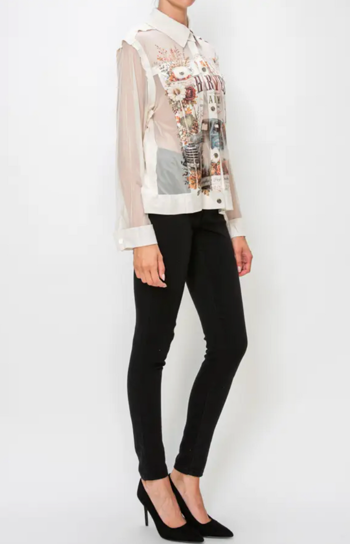 Faux Suede & Mesh Detailed Jacket