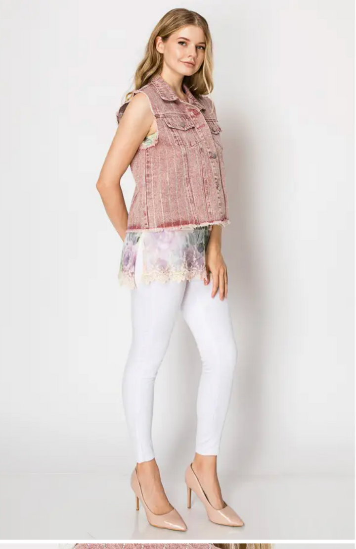 Stunning Denim Vest with Stripe Sparkle Designs (Plus too)