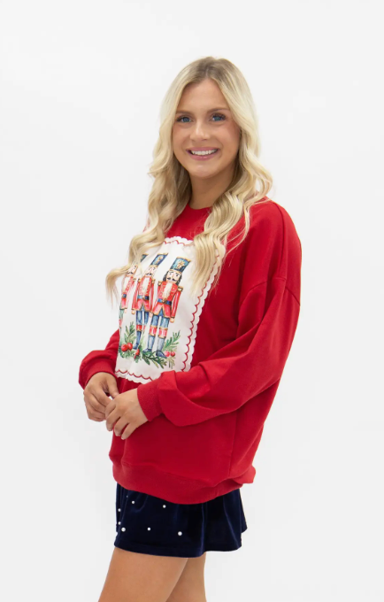 PREORDER Nutcracker Stamp On Long Sleeve Shirt Red
