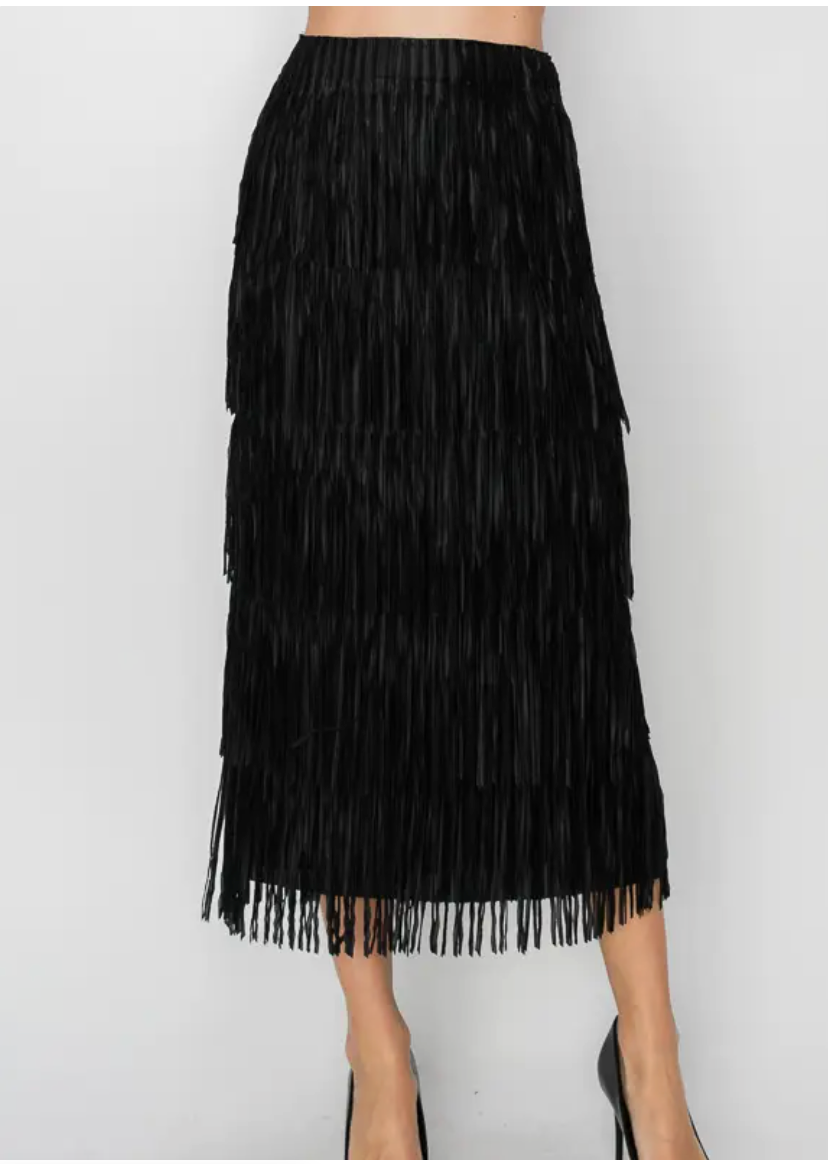 Layered Fringe Tiered Maxi Skirt-comes in many colors too!