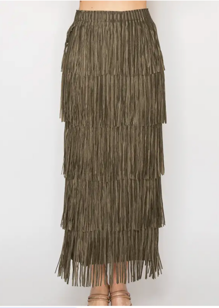 Layered Fringe Tiered Maxi Skirt-comes in many colors too!