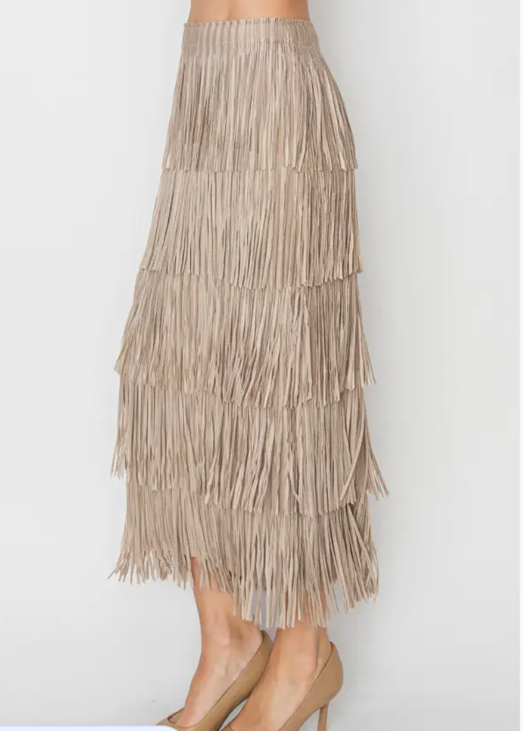 Layered Fringe Tiered Maxi Skirt-comes in many colors too!