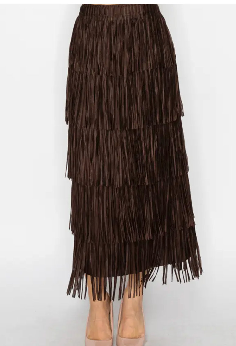 Layered Fringe Tiered Maxi Skirt-comes in many colors too!