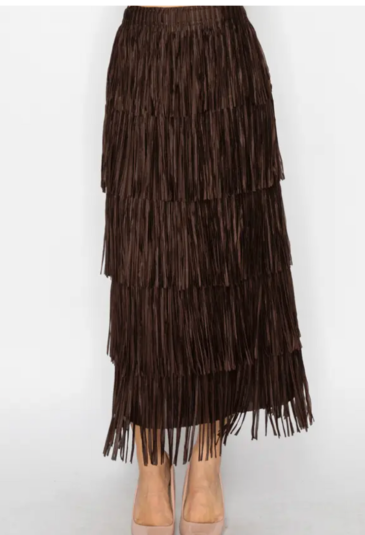 Layered Fringe Tiered Maxi Skirt-comes in many colors too!