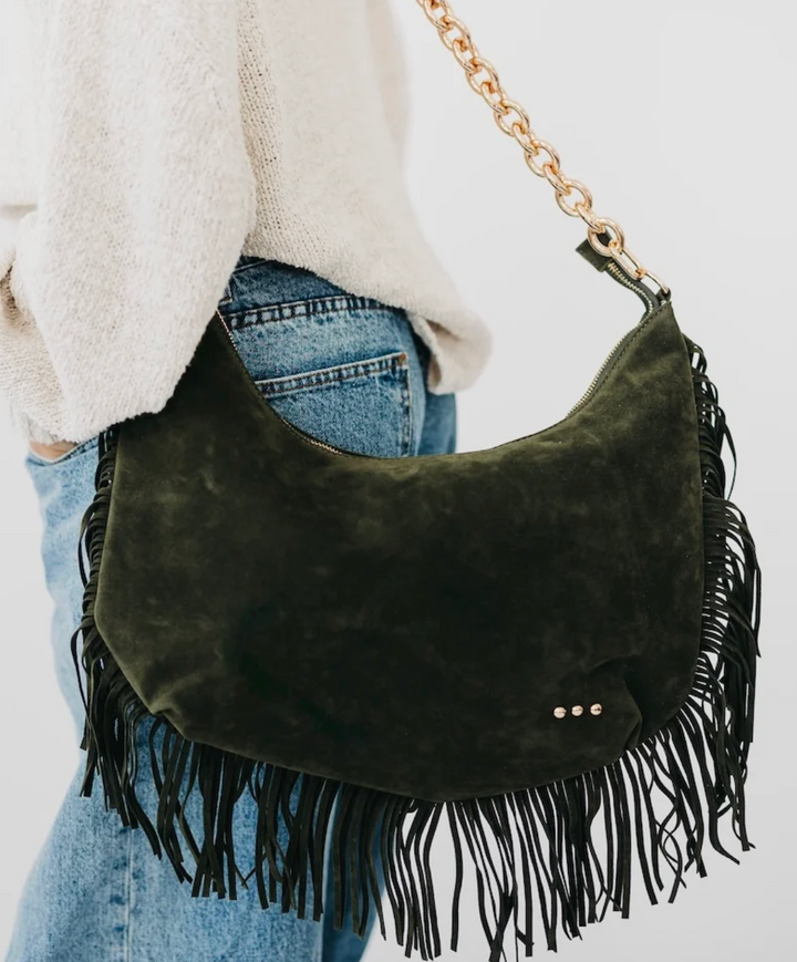 Loretta Suede Fringe Slouchy Bag