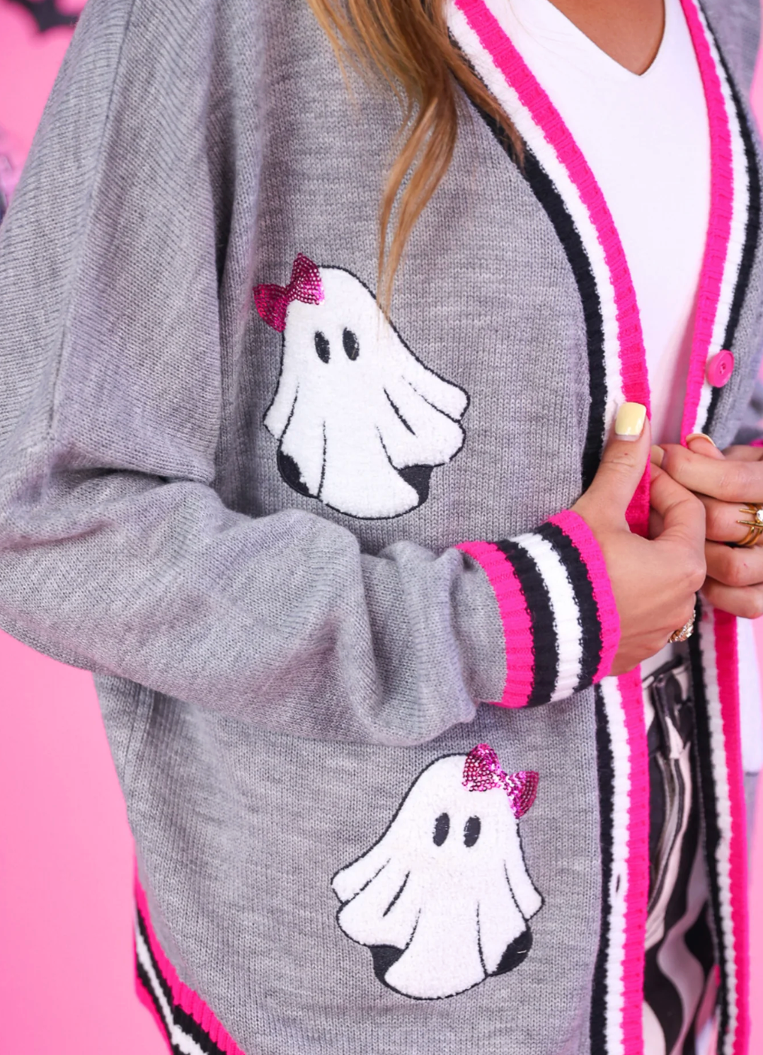 PREORDER- GiGi The Ghost Chenille Patch Cardigan
