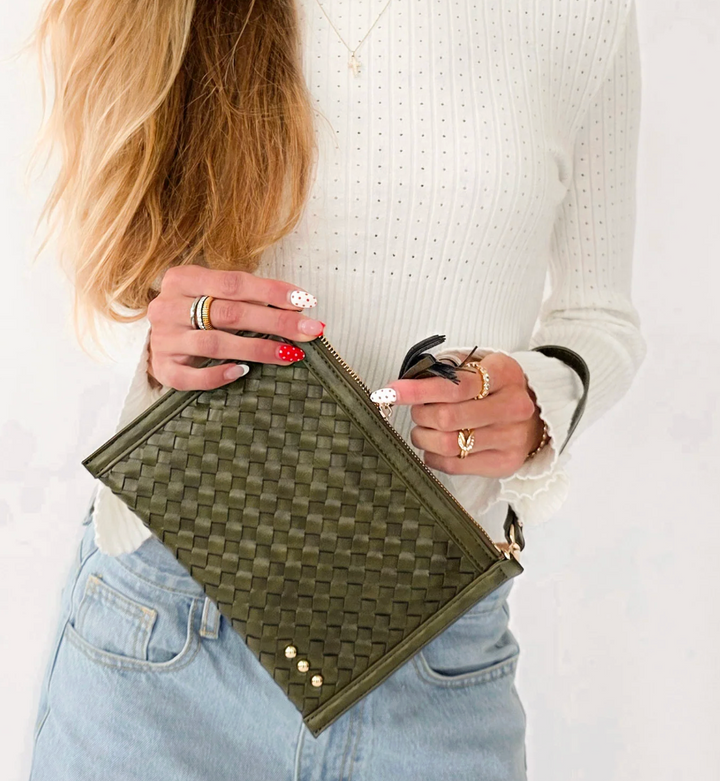 Veda Woven Crossbody and Clutch Bag