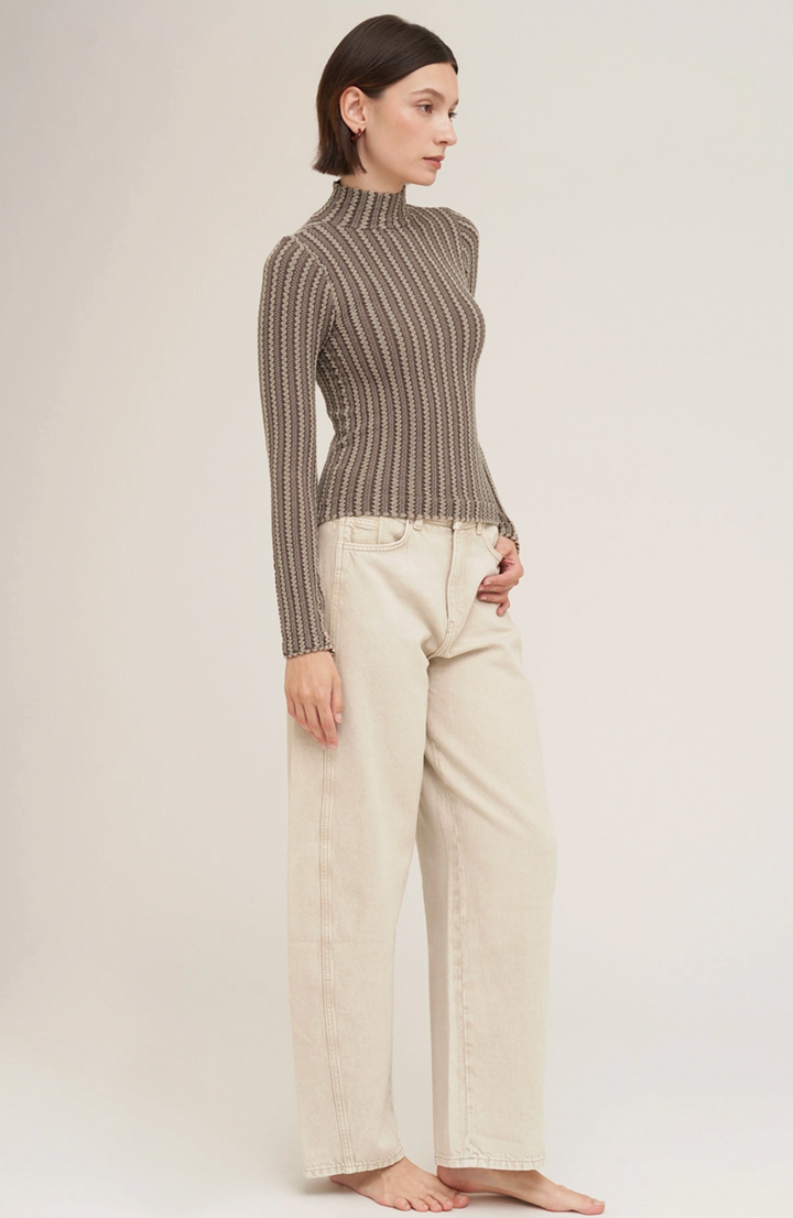NikiBiki Modal Pointelle Mock Neck Top