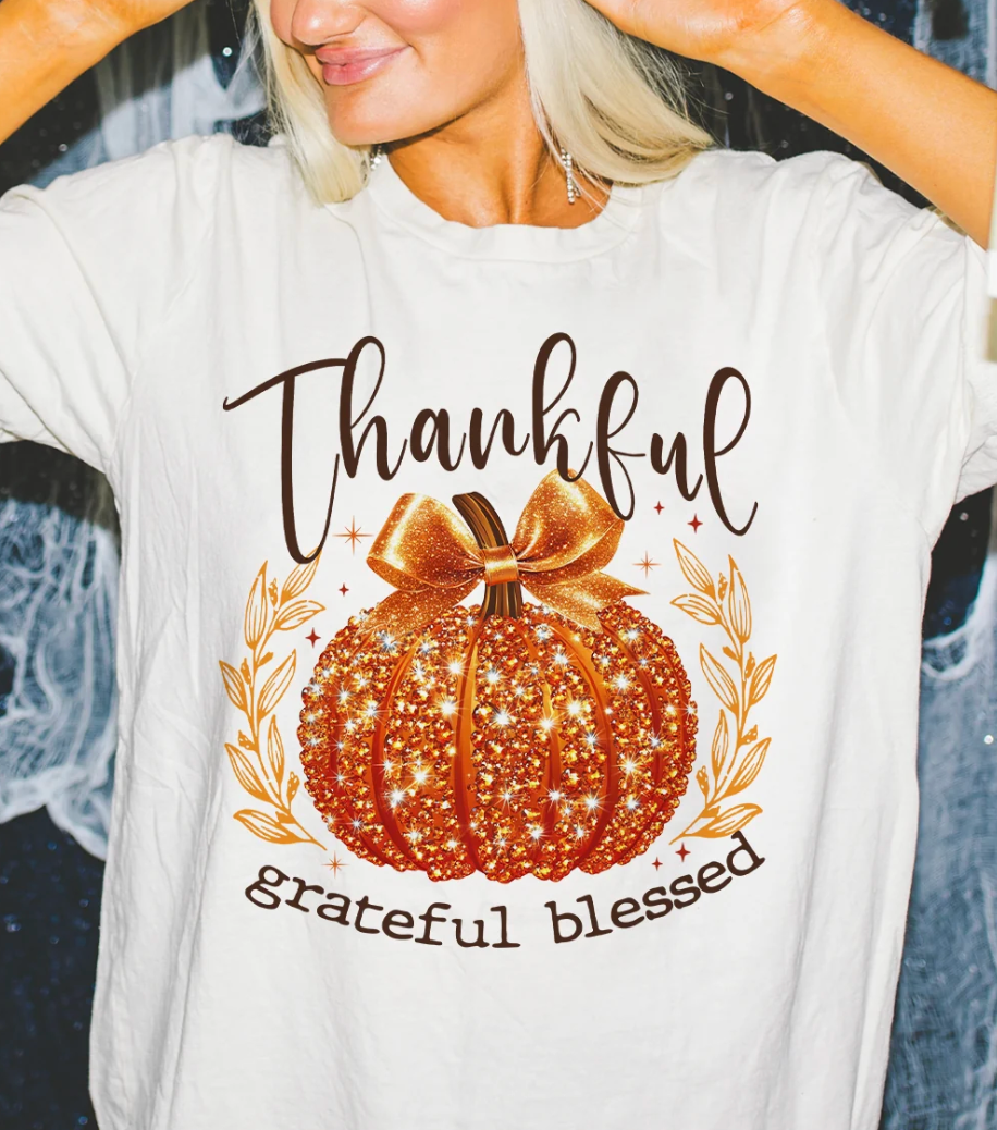 Thankful Grateful Blessed Bling T (Plus too)