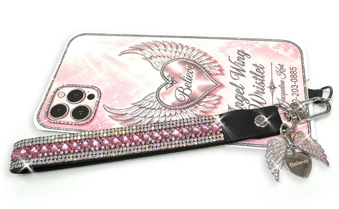 Jacqueline Kent Phone Wrist Lanyard Pink Wing