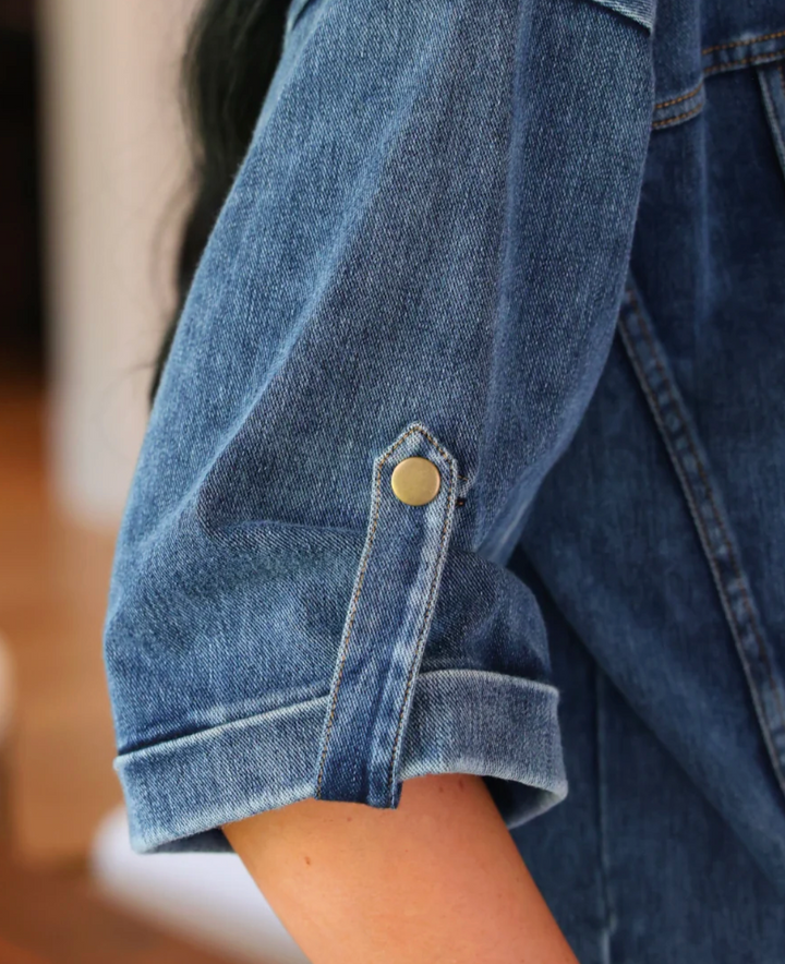 PREORDER Refined Denim Bomber Jacket- Light Wash