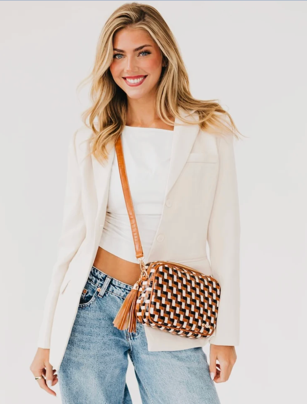 Woven Willow Camera Crossbody Bag