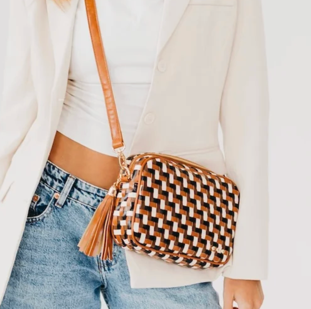 Woven Willow Camera Crossbody Bag