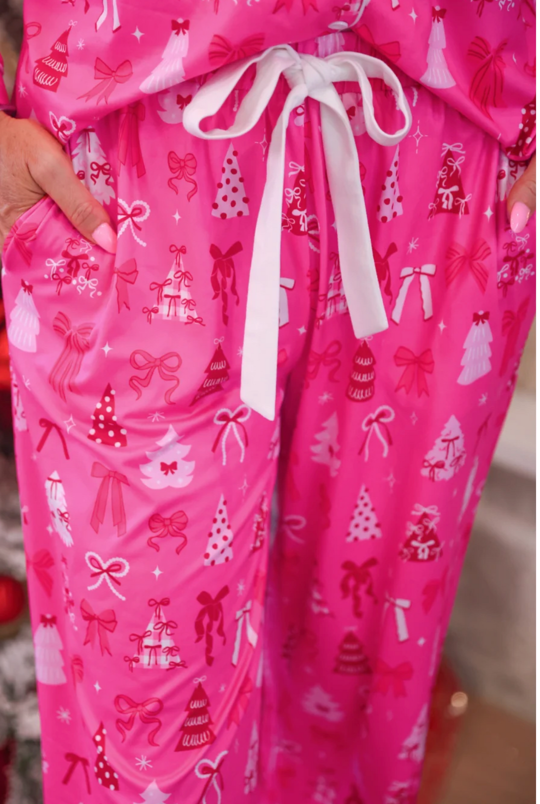 Pretty Pink Christmas Ruffle Pajama Set