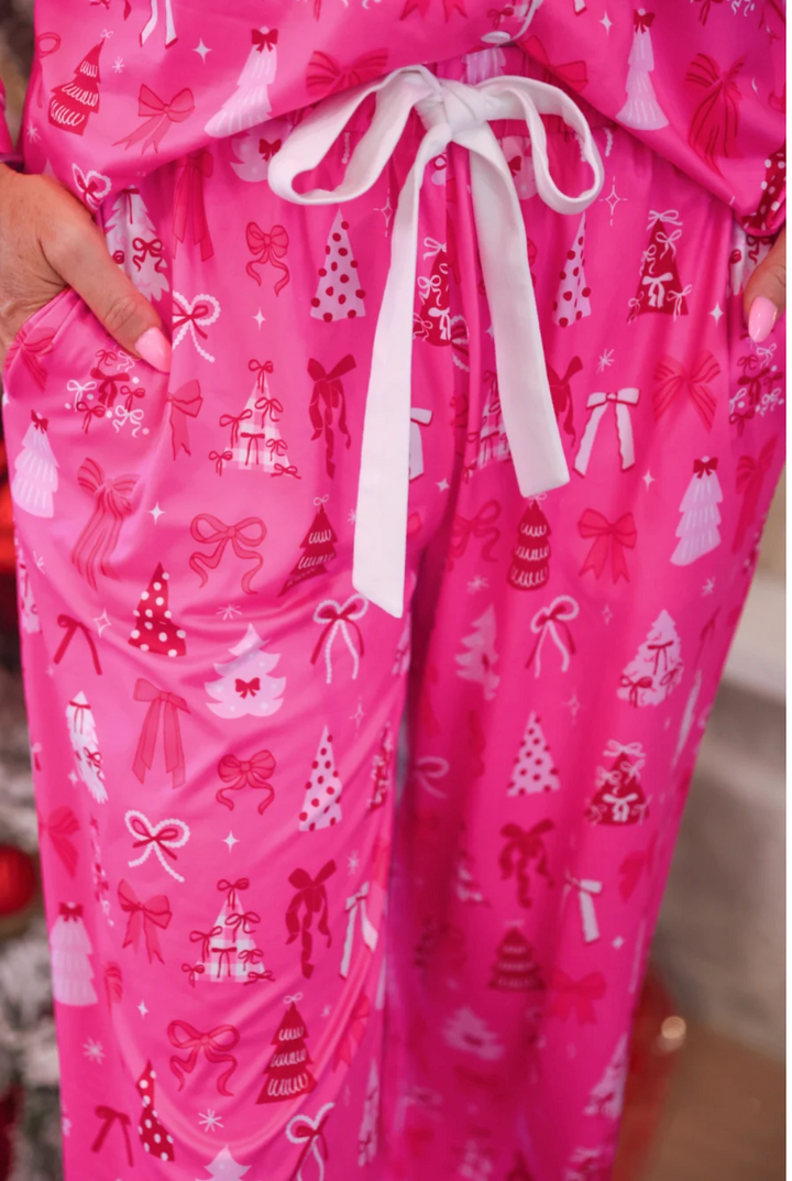 Pretty Pink Christmas Ruffle Pajama Set