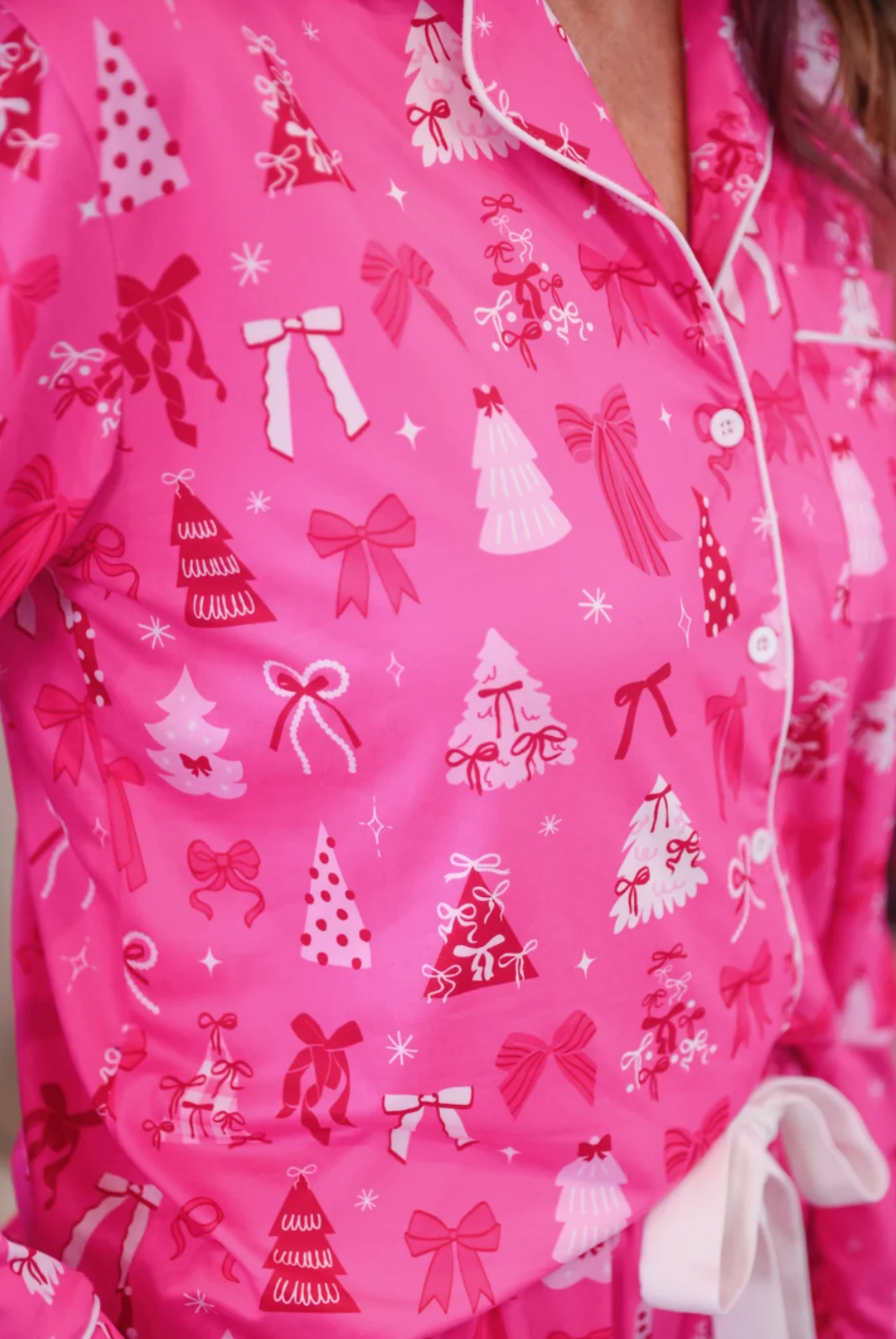 Pretty Pink Christmas Ruffle Pajama Set