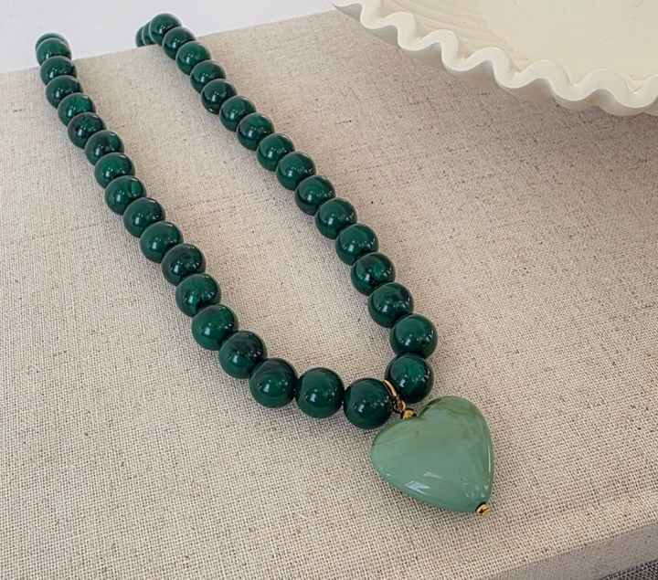 Acrylic Beaded Heart Necklace- WATERPROOF