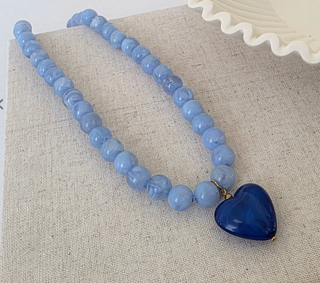 Acrylic Beaded Heart Necklace- WATERPROOF