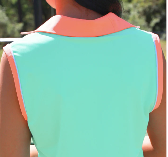 PREORDER- Everyday Polo Tank- Mint/Coral