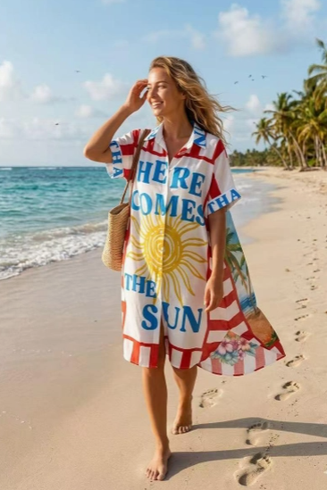 Tropical Sun Long Shirt Dress White Zolsdwh