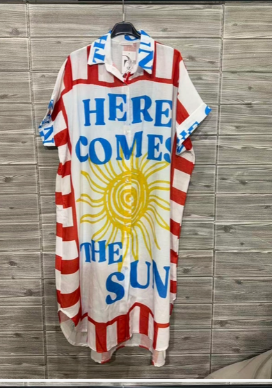 Tropical Sun Long Shirt Dress White Zolsdwh
