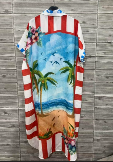 Tropical Sun Long Shirt Dress White Zolsdwh