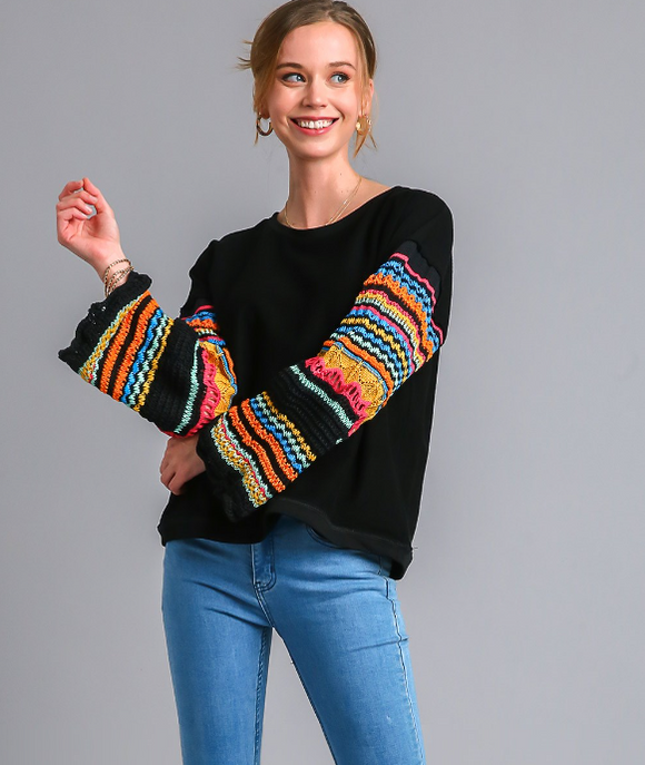 Hannah Handmade Crochet Stipe Sweater (9/22/23)