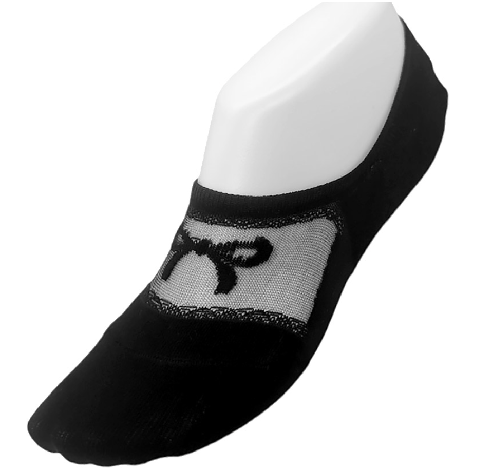 Famous No-Show Socks Black Bows Mesh (That Don’t Fall Off!)