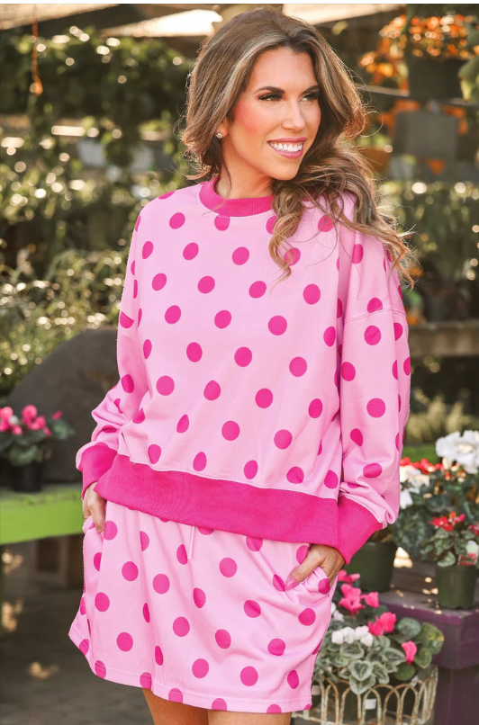 Printed Terry Polka Dot Skort Set