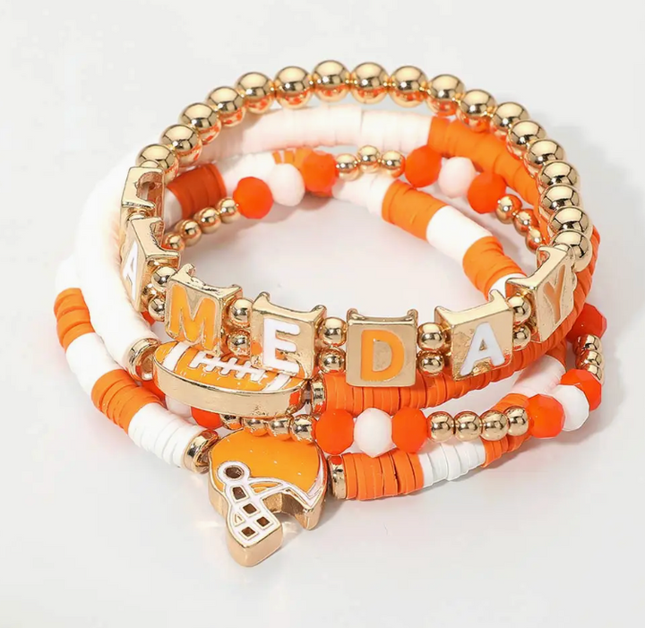 4PCS Gameday Football Charm Multi Layered Bracelets