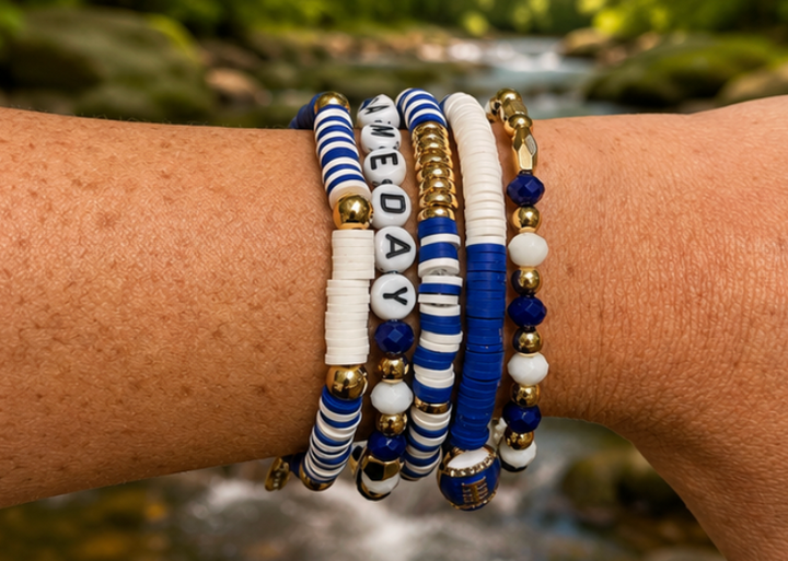 5PCS Gameday Football Charm Multi Layered Bracelets