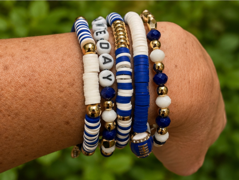 5PCS Gameday Football Charm Multi Layered Bracelets