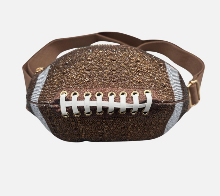 Bling Studded Game Day Football Shape Fanny Pack / Sling Bag