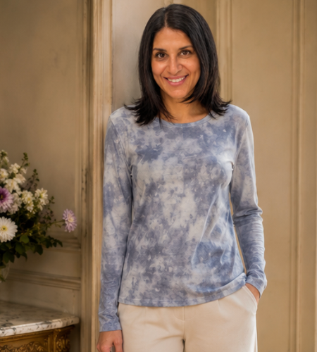 Cloud Wash Long Sleeve Mesh Top 90452-A1